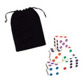 16MM Multi-Color Pips Dice Sets (2 Dice in Velveteen Pouch)